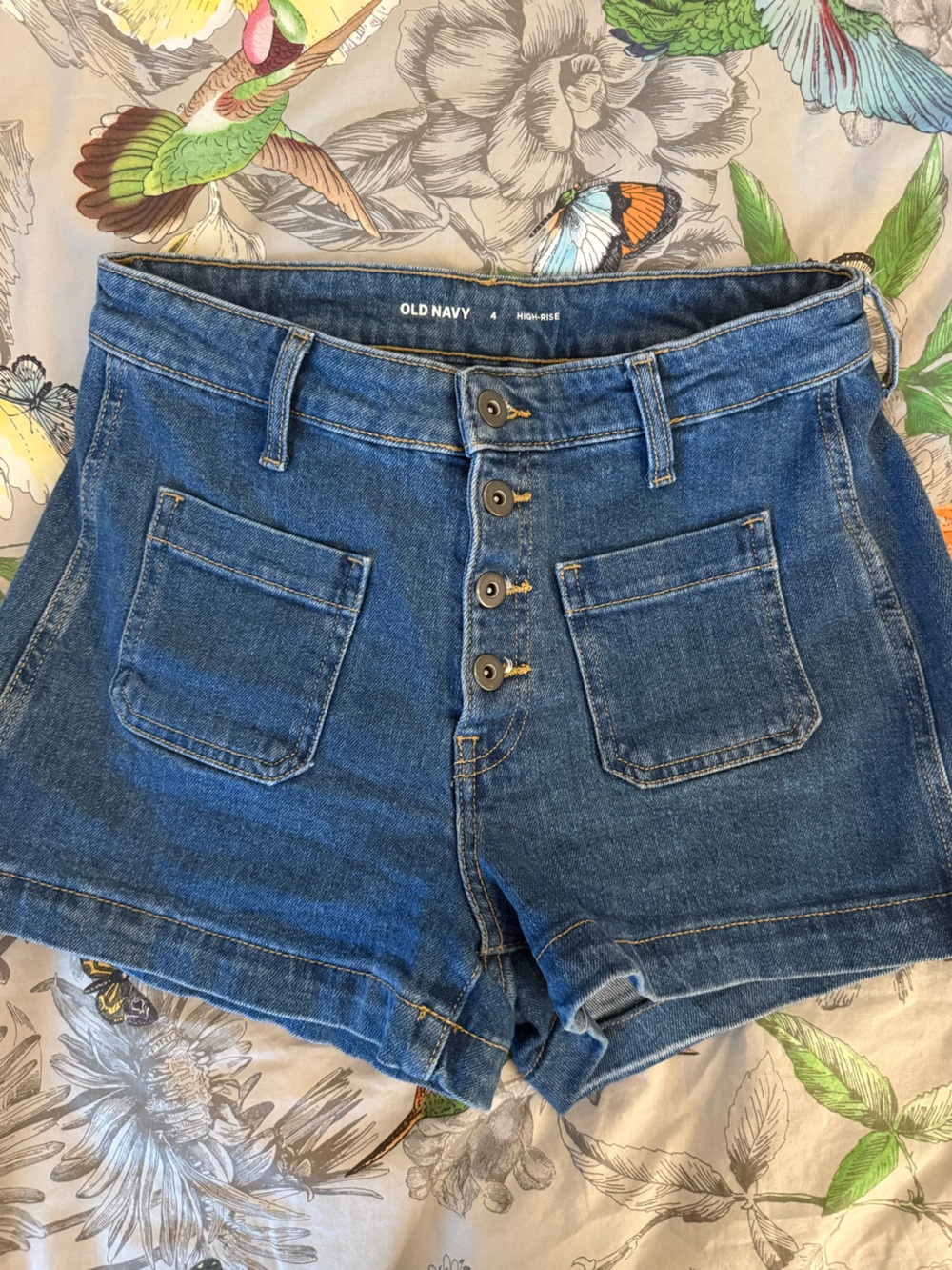 Old Navy Button-Front Dark Blue Denim Shorts size 4
